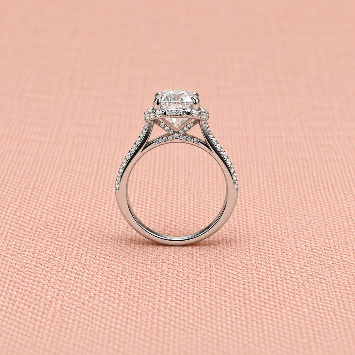 Zaina Corolla oval / baguette lab grown diamond ring design, detail view 3