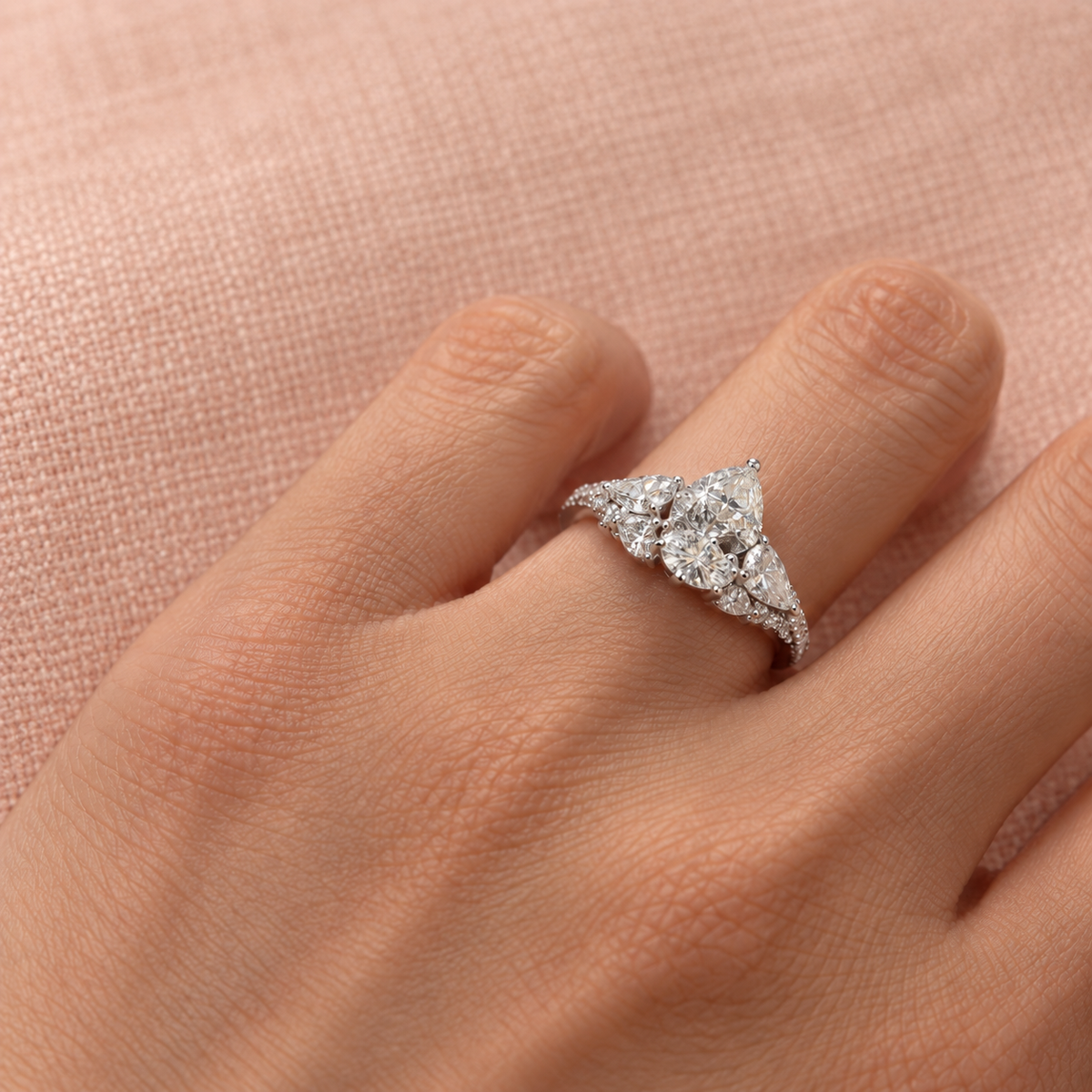 Zaina Selene pear lab grown diamond ring design, detail view 8