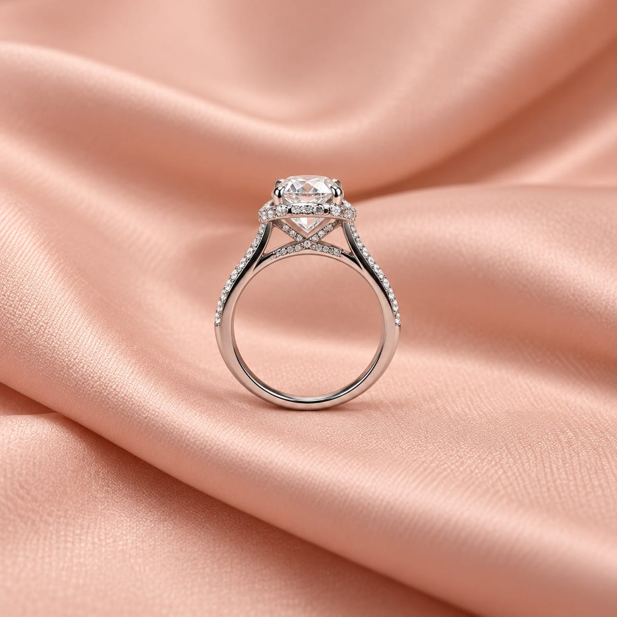 Zaina Corolla oval / baguette lab grown diamond ring design, detail view 2