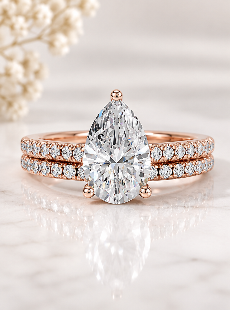 Zaina Aria pear lab grown diamond ring design, product view