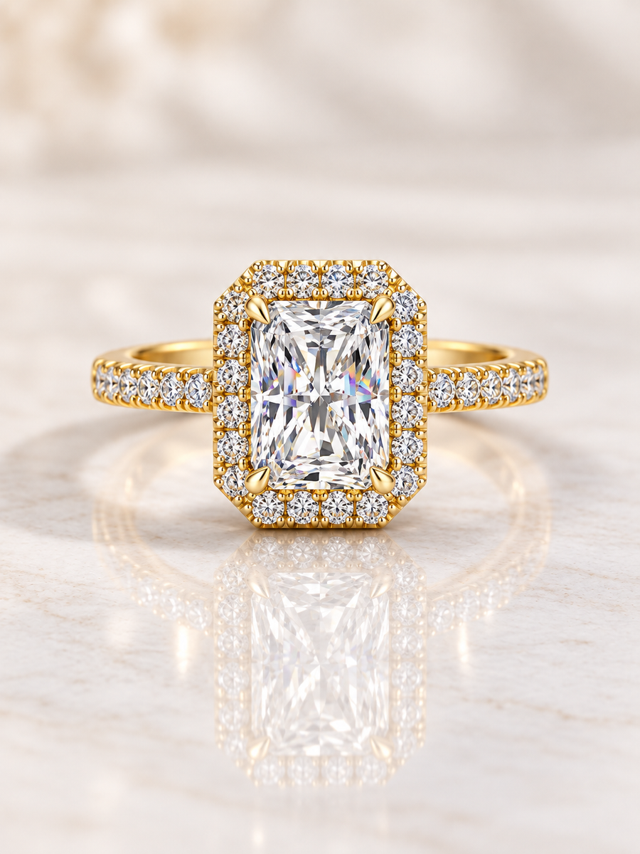 Zaina Aura radiant lab grown diamond ring design, product view