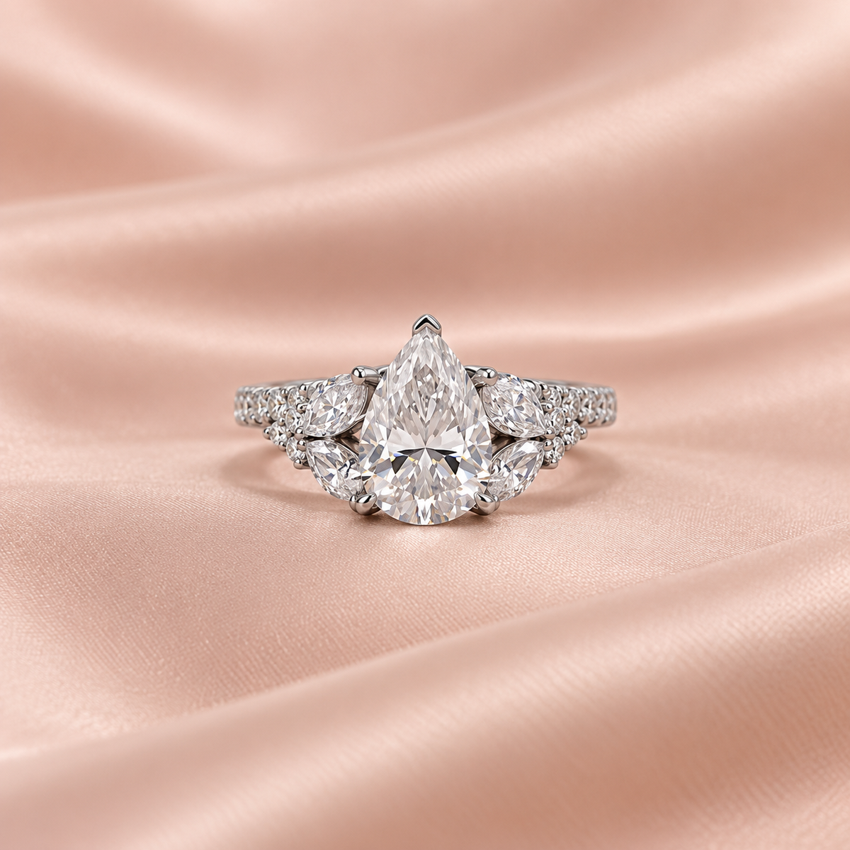 Zaina Selene pear lab grown diamond ring design, detail view 12