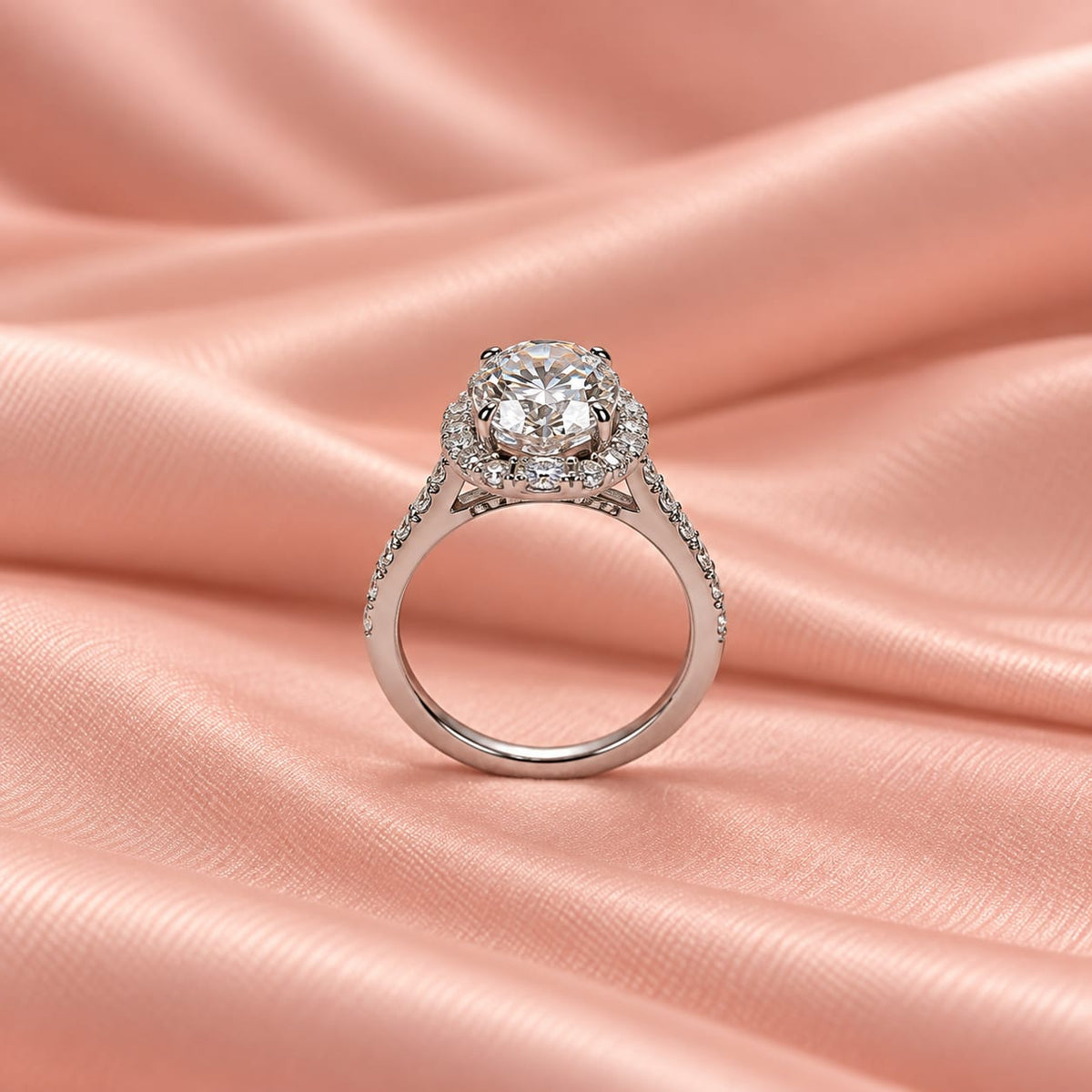 Zaina Corolla oval / baguette lab grown diamond ring design, detail view 4