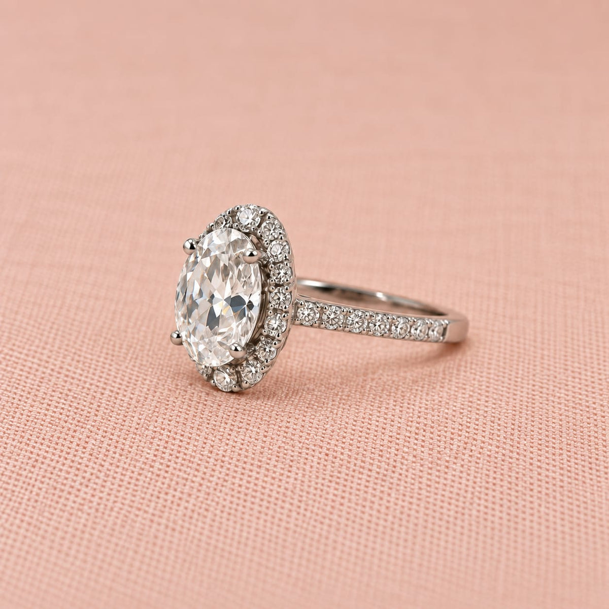 Zaina Corolla oval / baguette lab grown diamond ring design, detail view 7