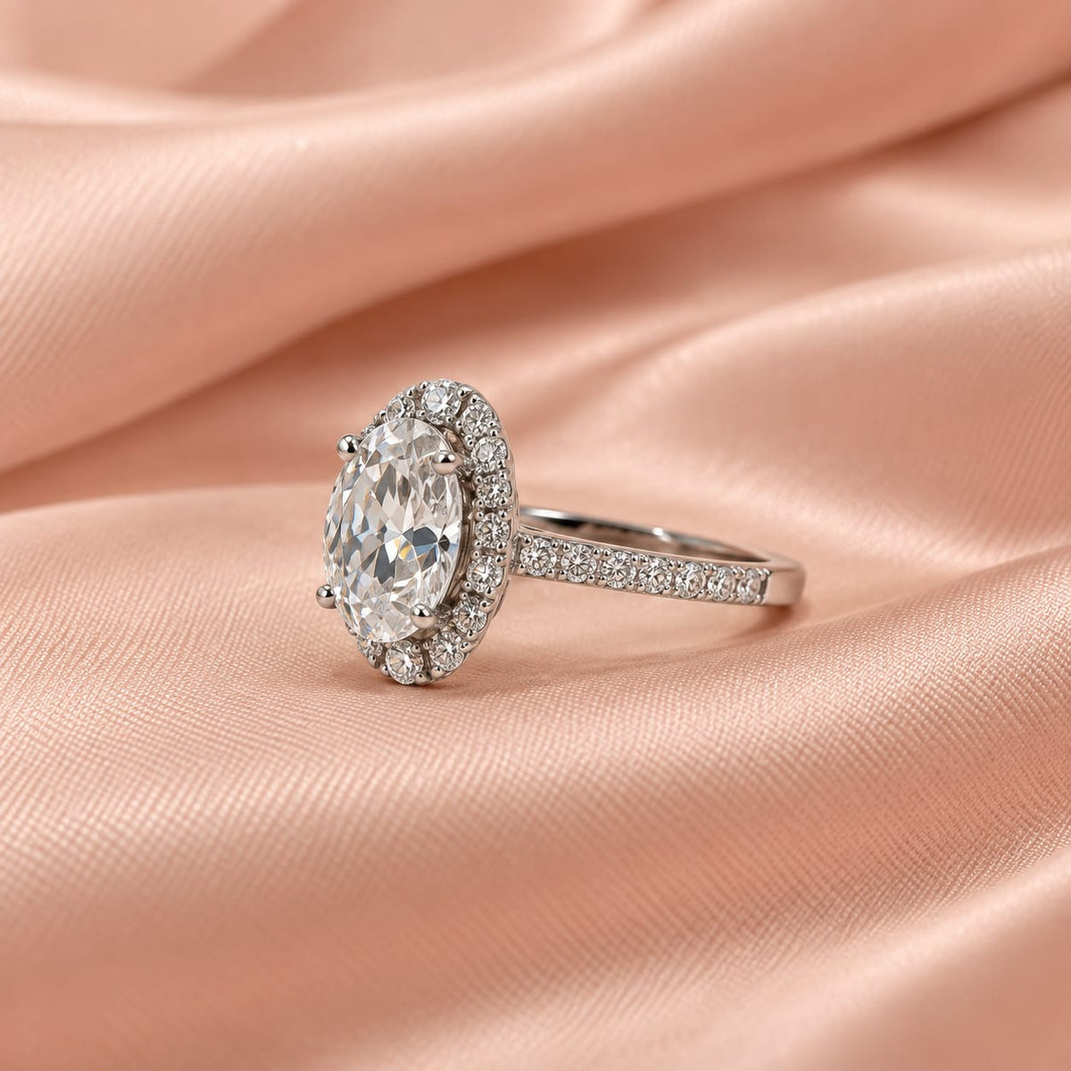 Zaina Corolla oval / baguette lab grown diamond ring design, detail view 6