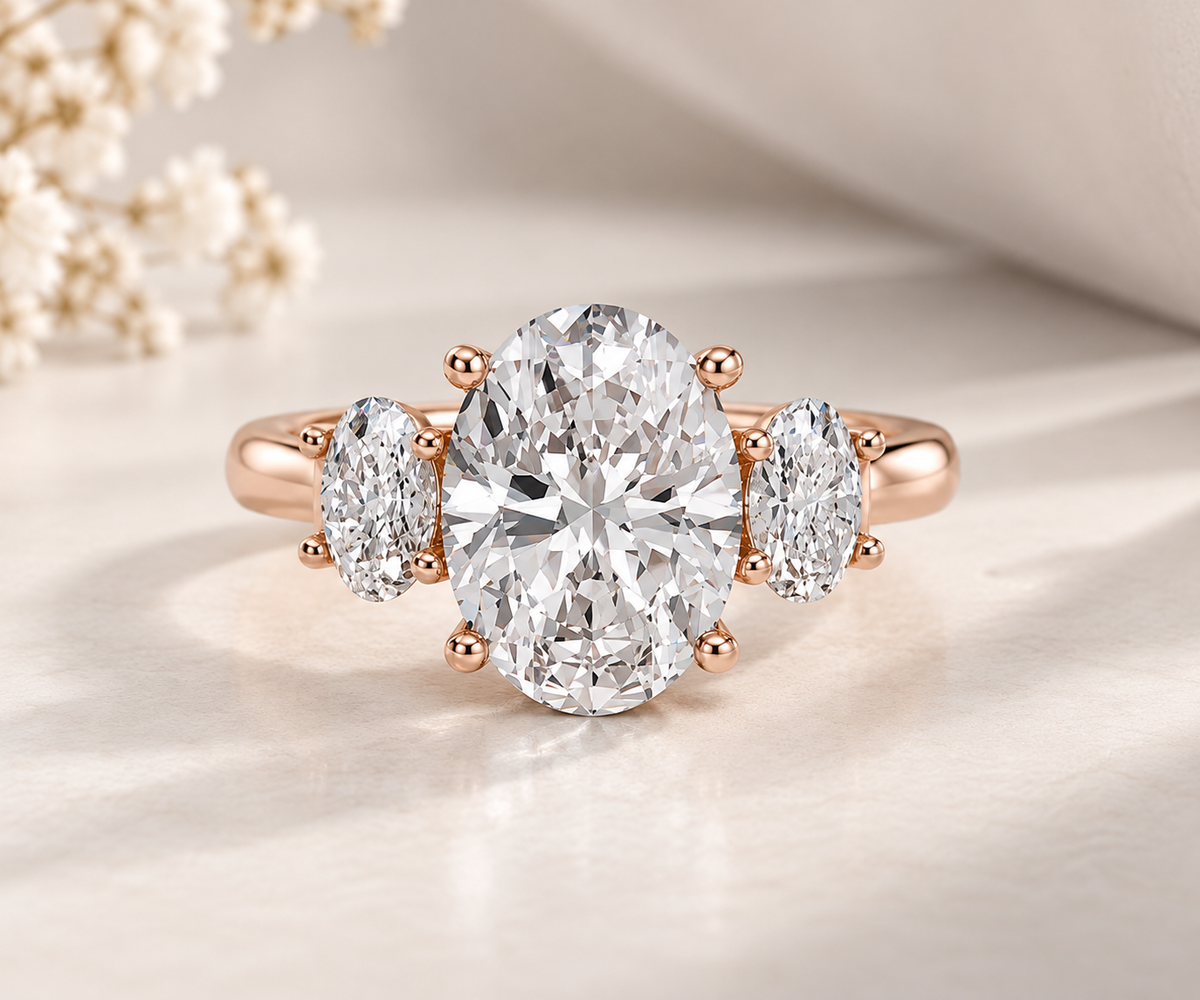Zaina Amara oval lab grown diamond ring design, product view