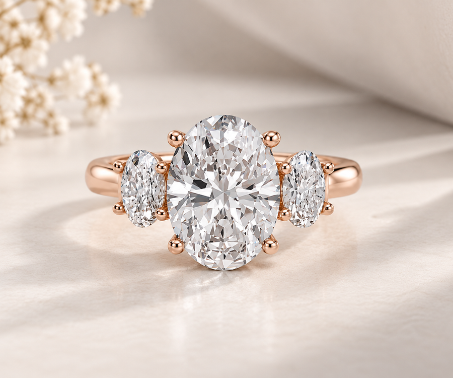 Zaina Amara oval lab grown diamond ring design, product view