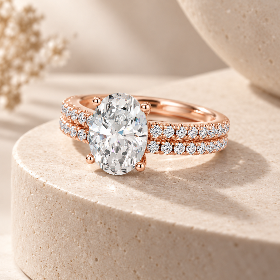 Zaina Aria oval lab grown diamond ring design, product view
