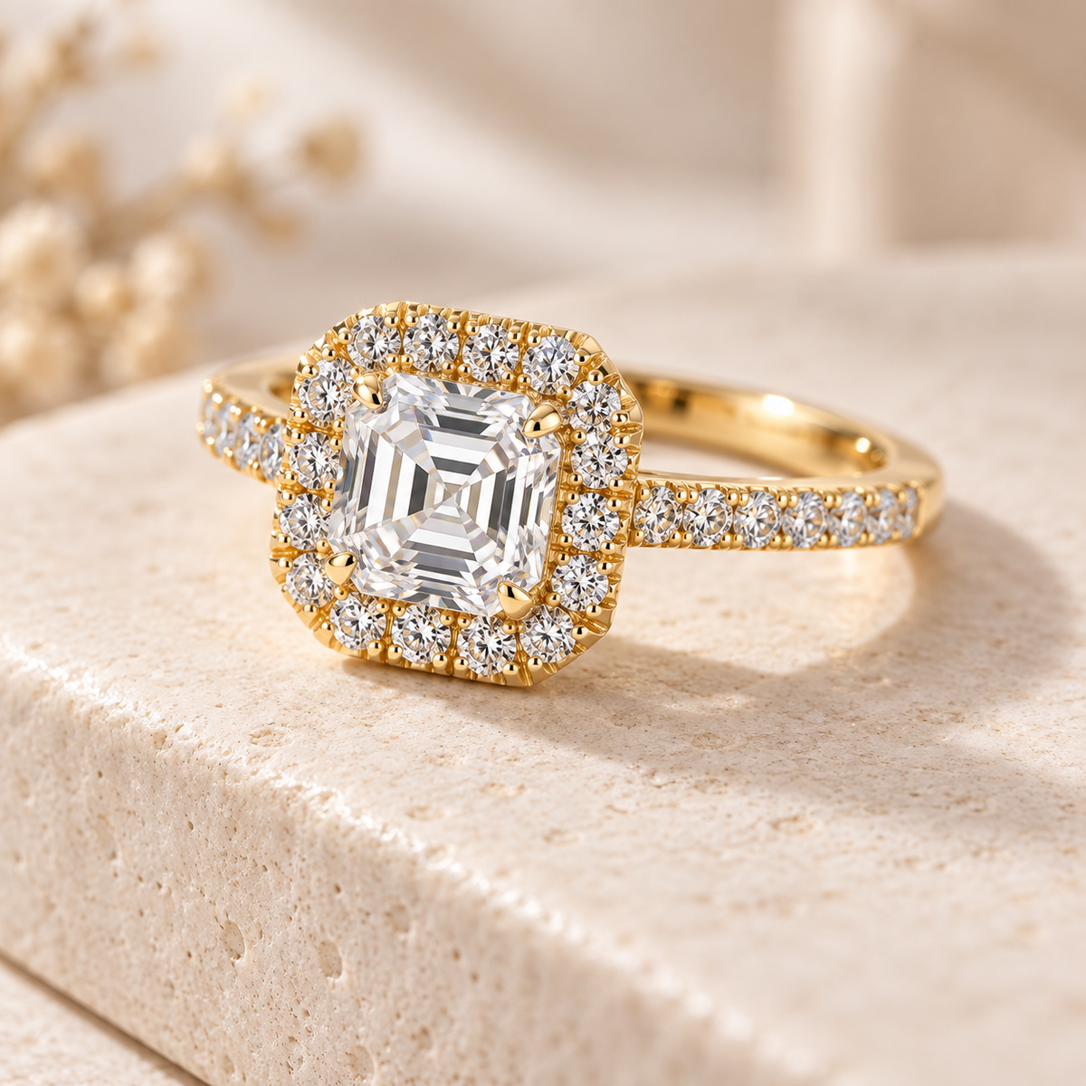 Zaina Aura asscher lab grown diamond ring design, alternate view
