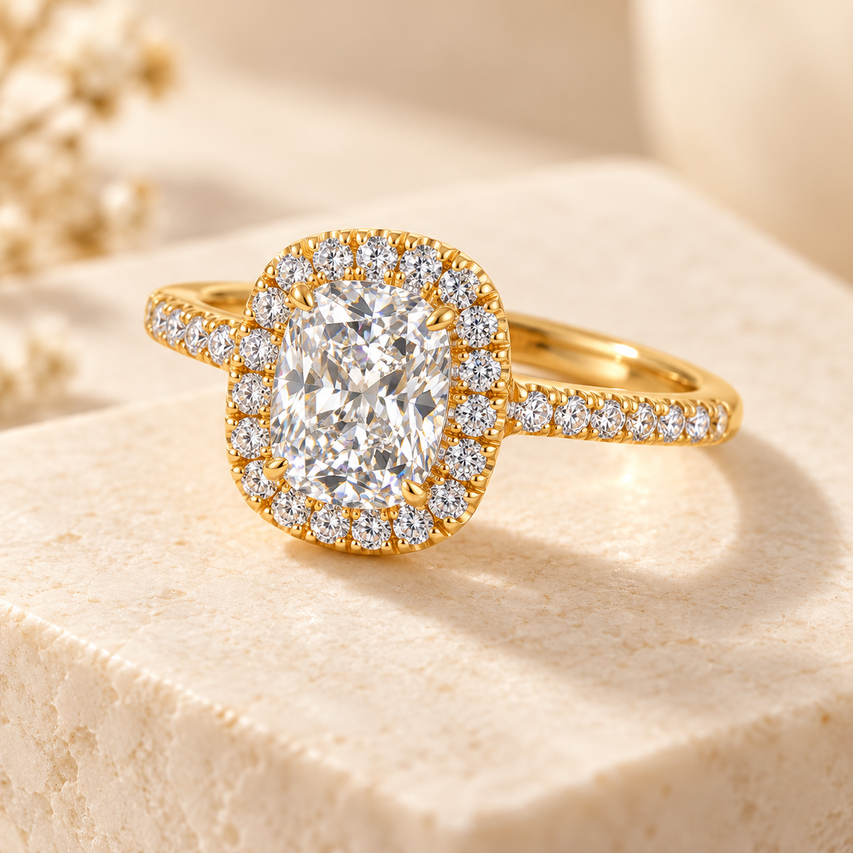 Zaina Aura elongated cushion lab grown diamond ring design, alternate view
