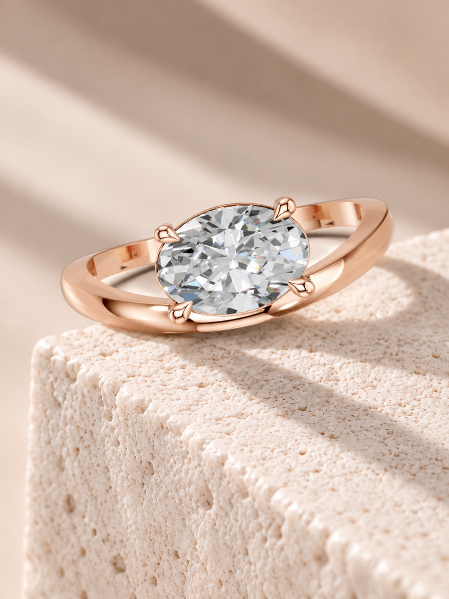 Zaina Crescent oval lab grown diamond ring design, product view