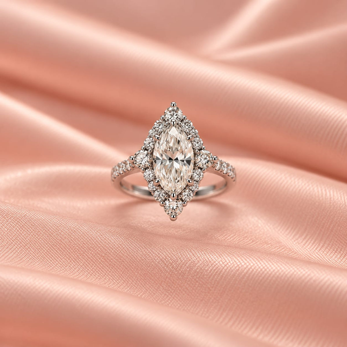 Zaina Estelle marquise lab grown diamond ring design, detail view 2