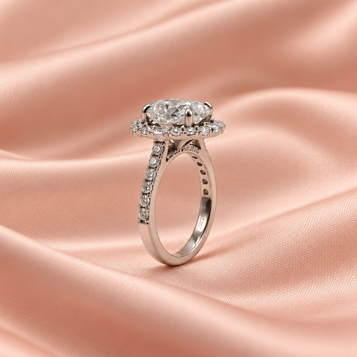 Zaina Corolla oval / baguette lab grown diamond ring design, detail view 8