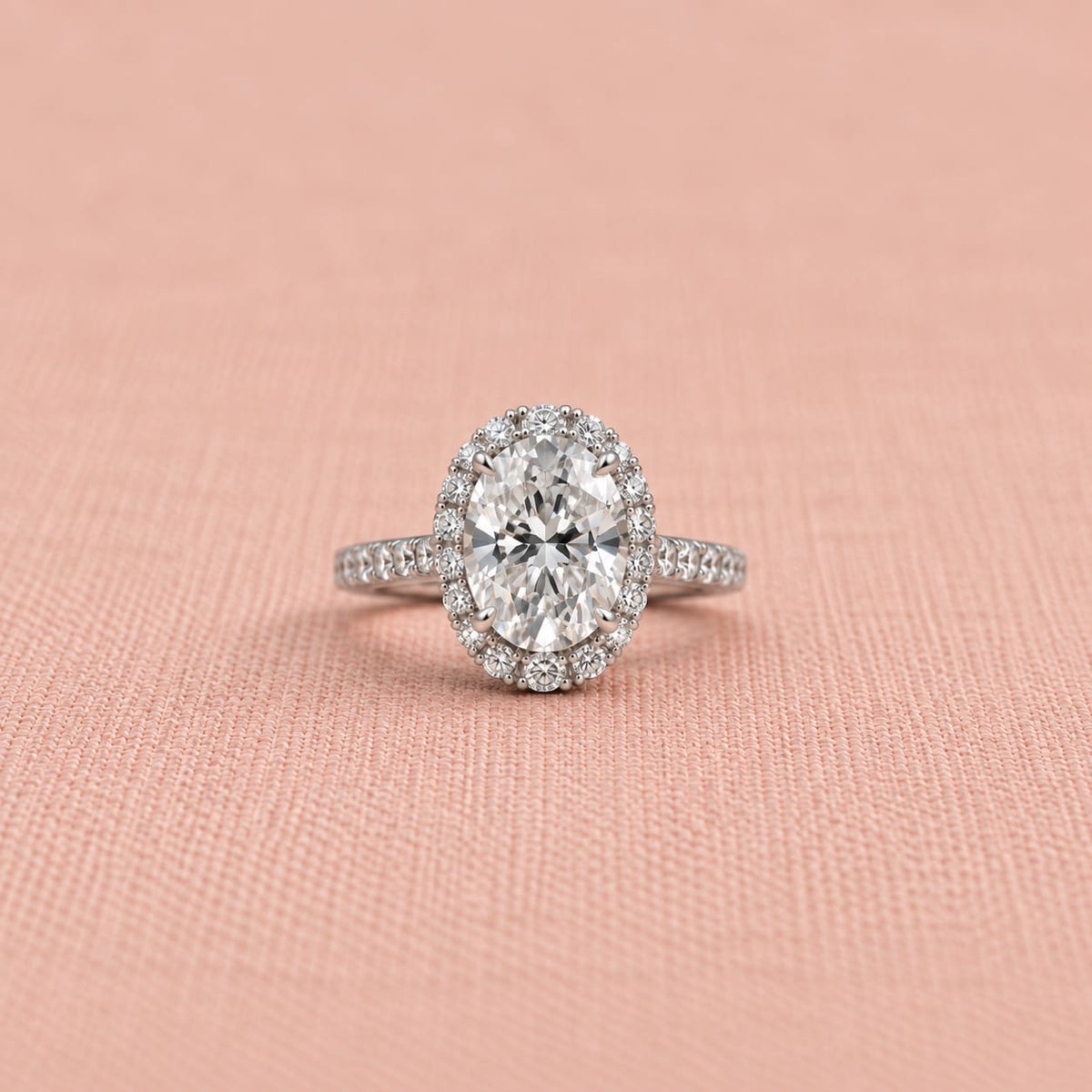 Zaina Corolla oval / baguette lab grown diamond ring design, detail view 11