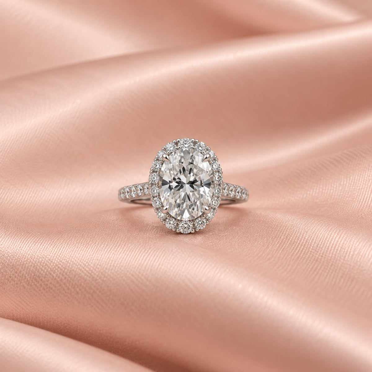Zaina Corolla oval / baguette lab grown diamond ring design, detail view 10