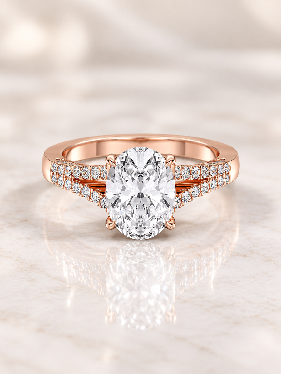 Zaina Elara oval lab grown diamond ring design, product view