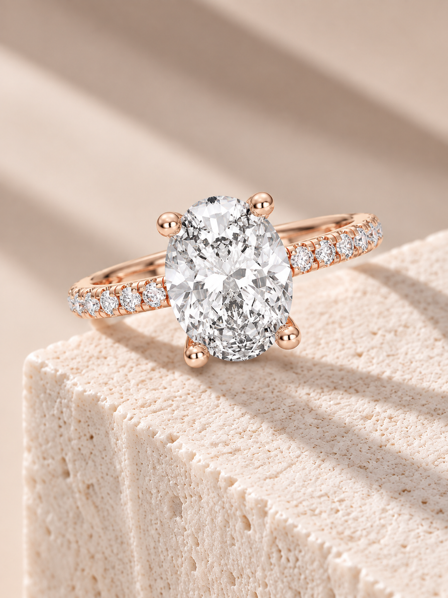 Zaina Eloise oval lab grown diamond ring design, alternate view