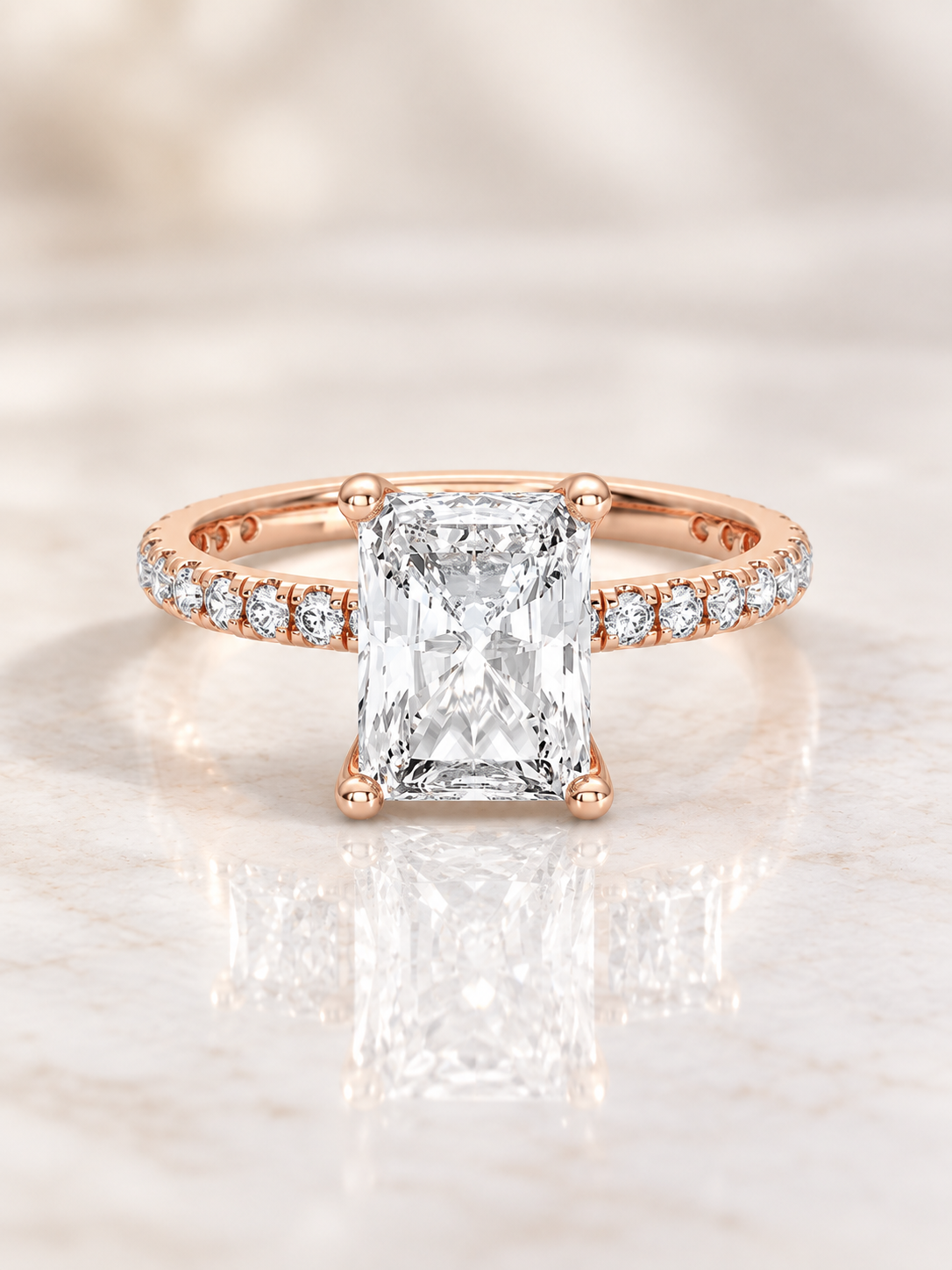 Zaina Eloise radiant lab grown diamond ring design, product view