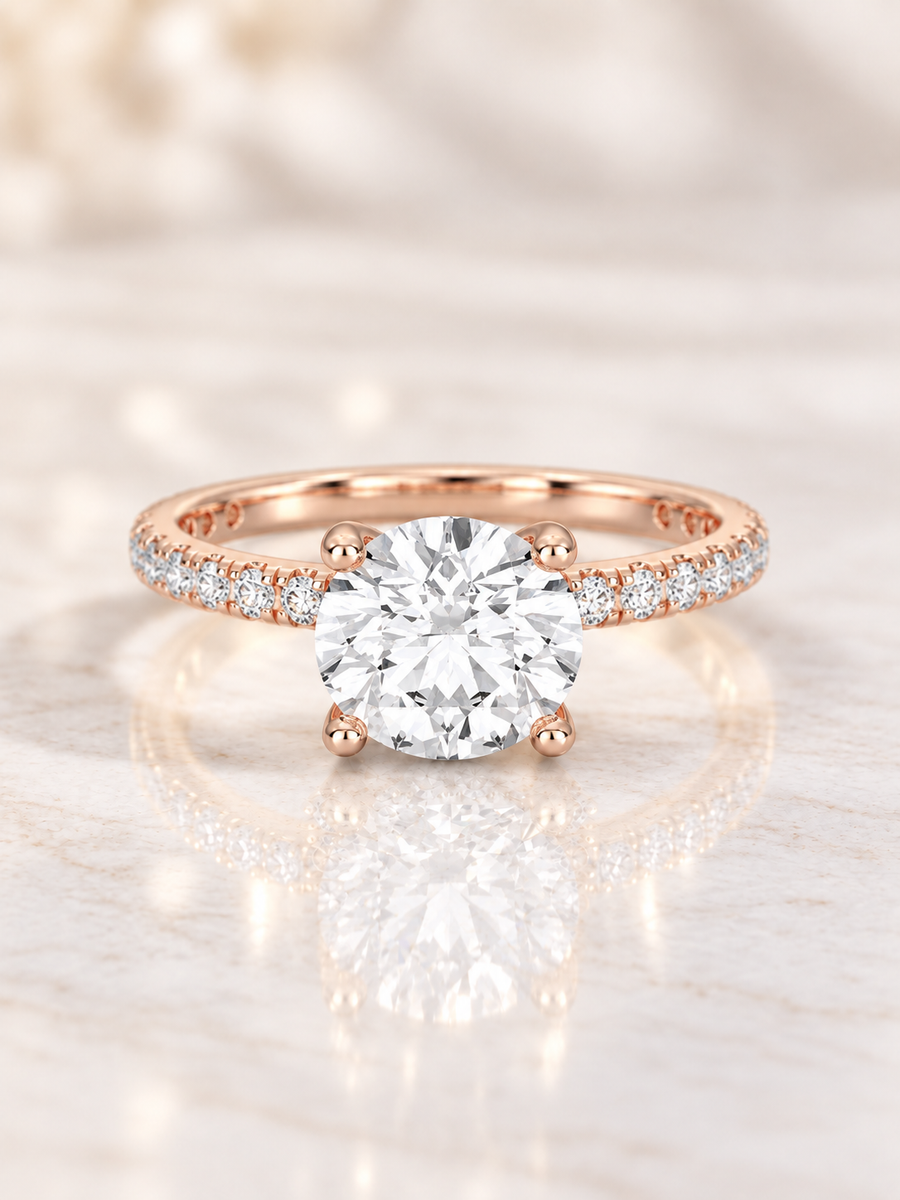Zaina Eloise round lab grown diamond ring design, product view