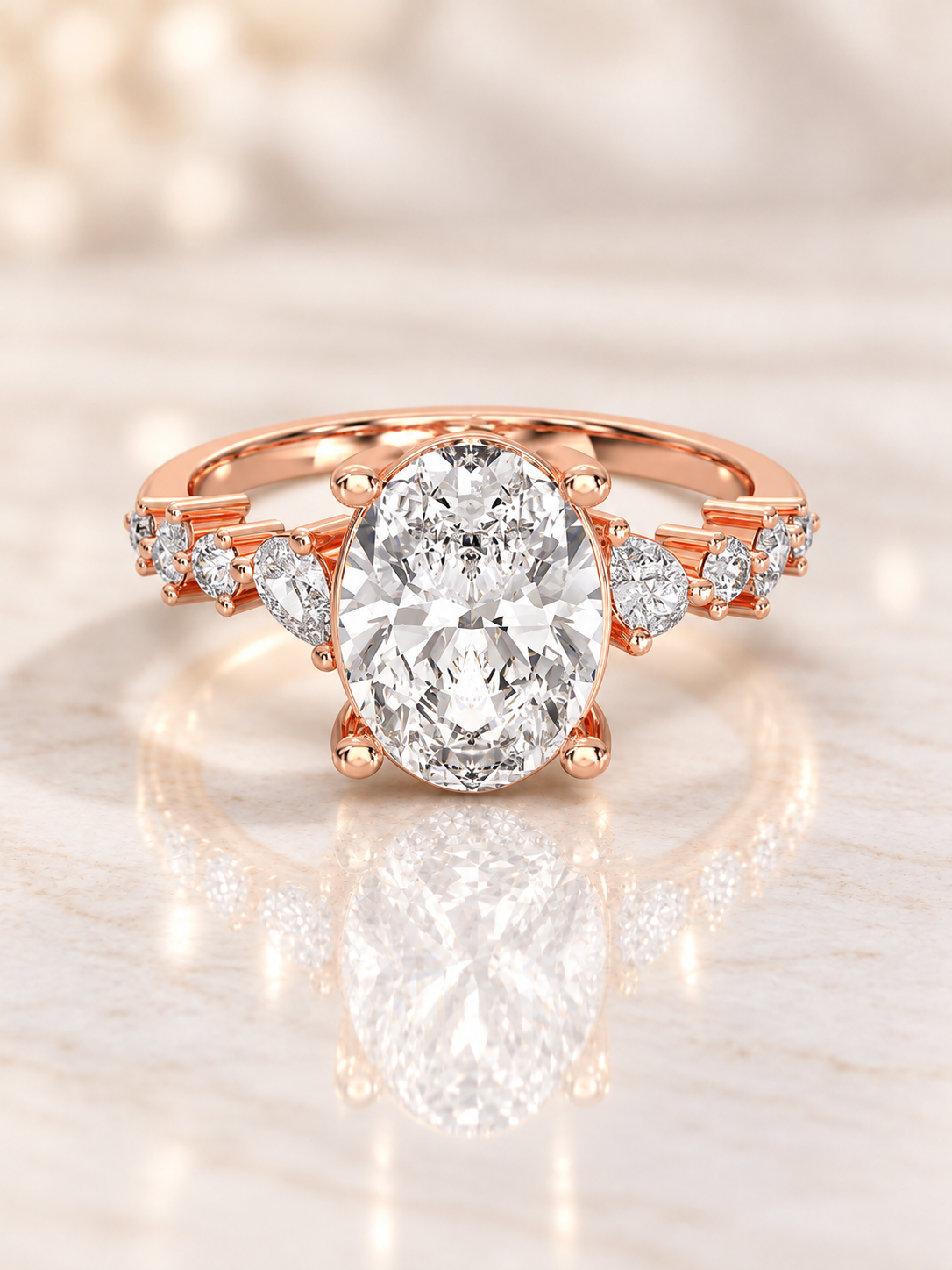 Zaina Elowen oval lab grown diamond ring design, product view