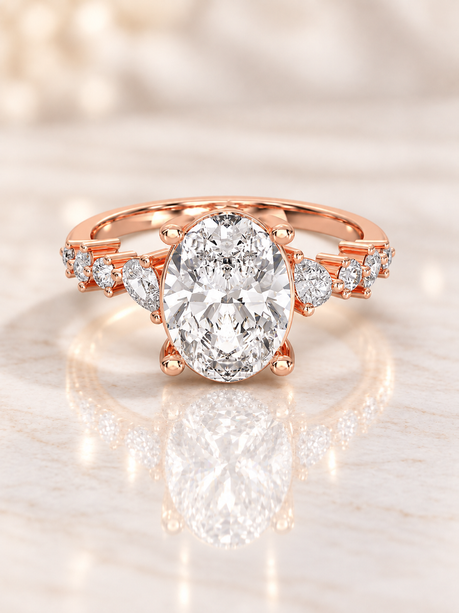 Zaina Elowen oval lab grown diamond ring design, product view