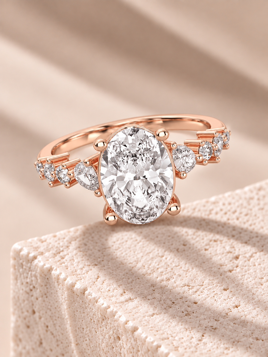 Zaina Elowen oval lab grown diamond ring design, alternate view