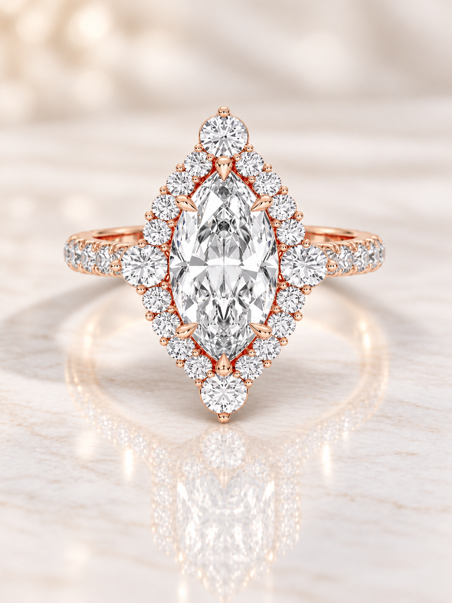 Zaina Estelle marquise lab grown diamond ring design, product view