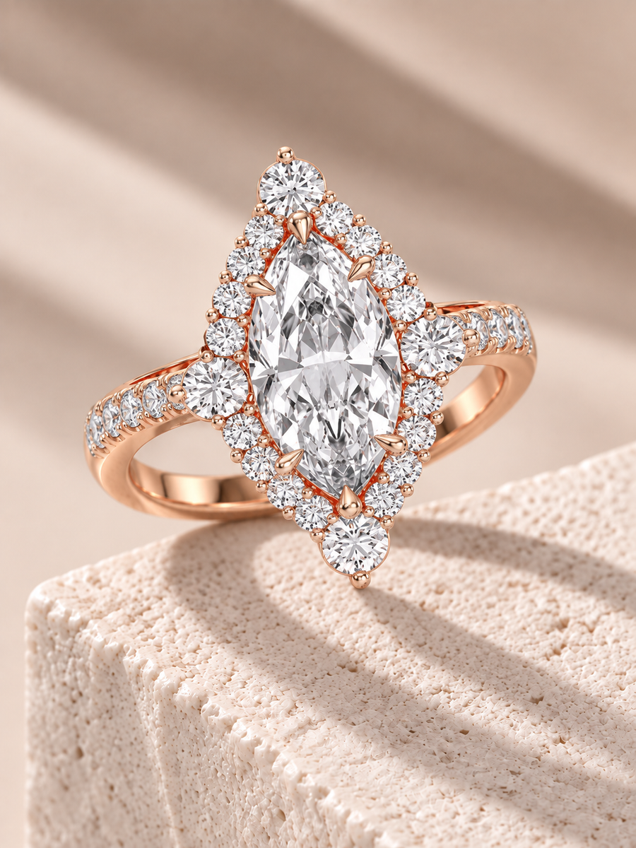 Zaina Estelle marquise lab grown diamond ring design, alternate view