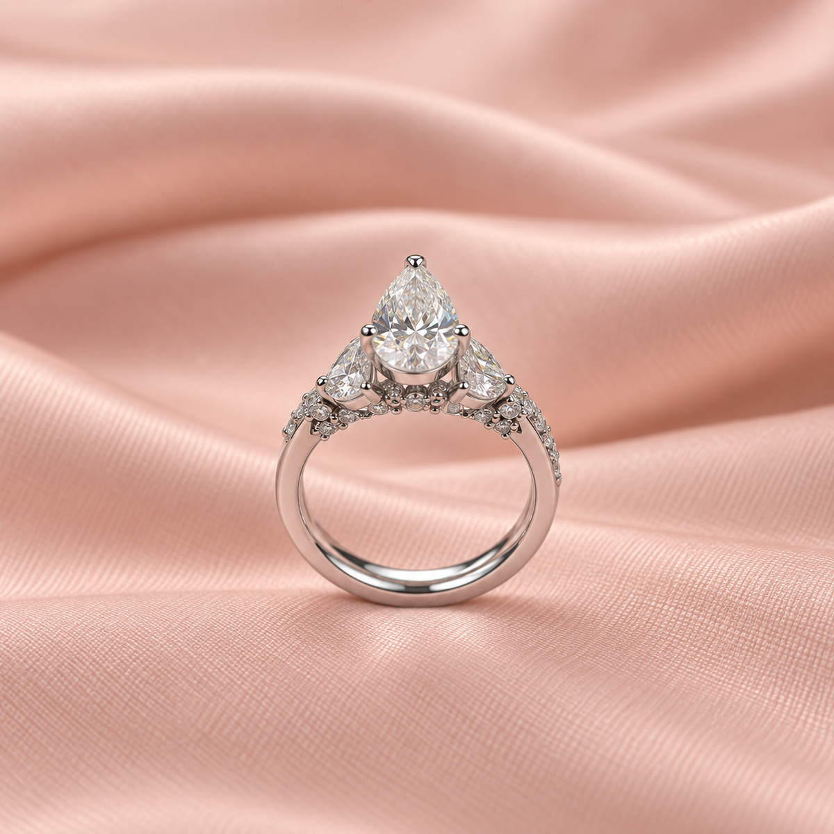 Zaina Selene pear lab grown diamond ring design, detail view 3