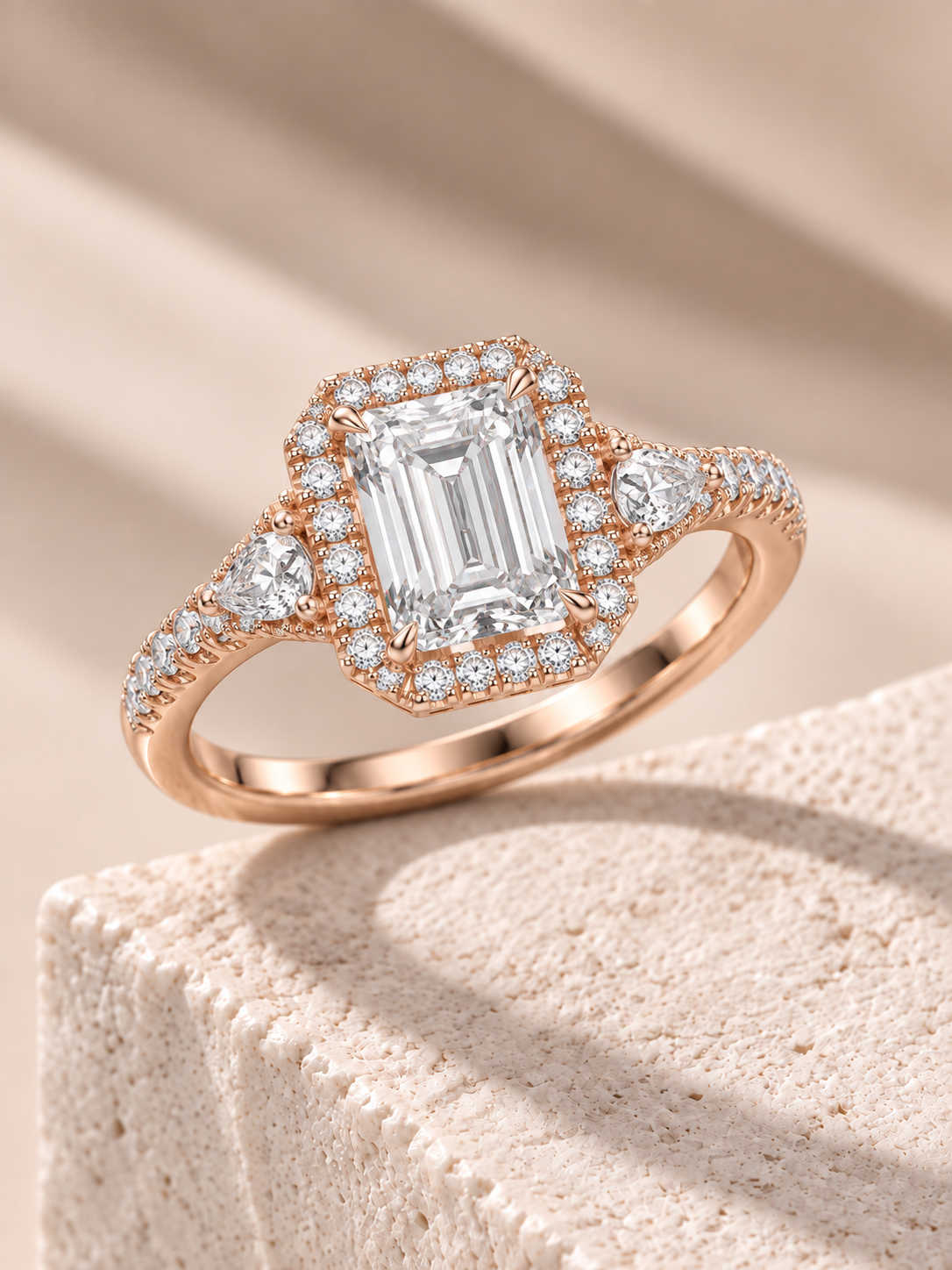 Zaina Gatsby emerald lab grown diamond ring design, alternate view