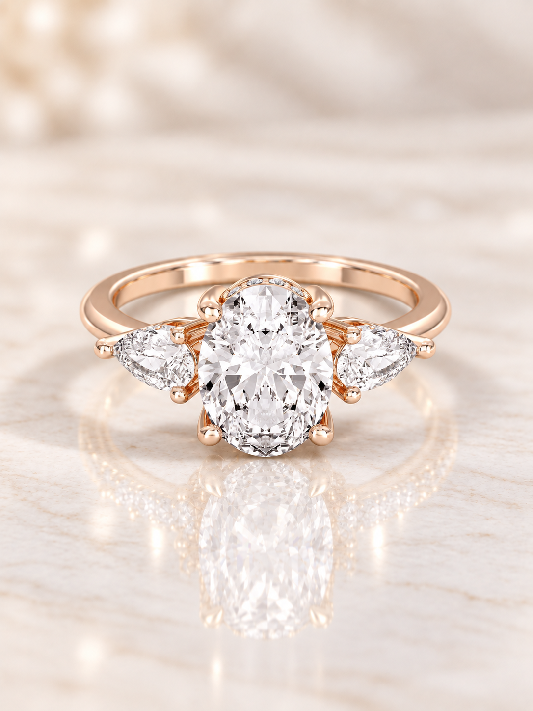 Zaina Iris oval / pear lab grown diamond ring design, product view