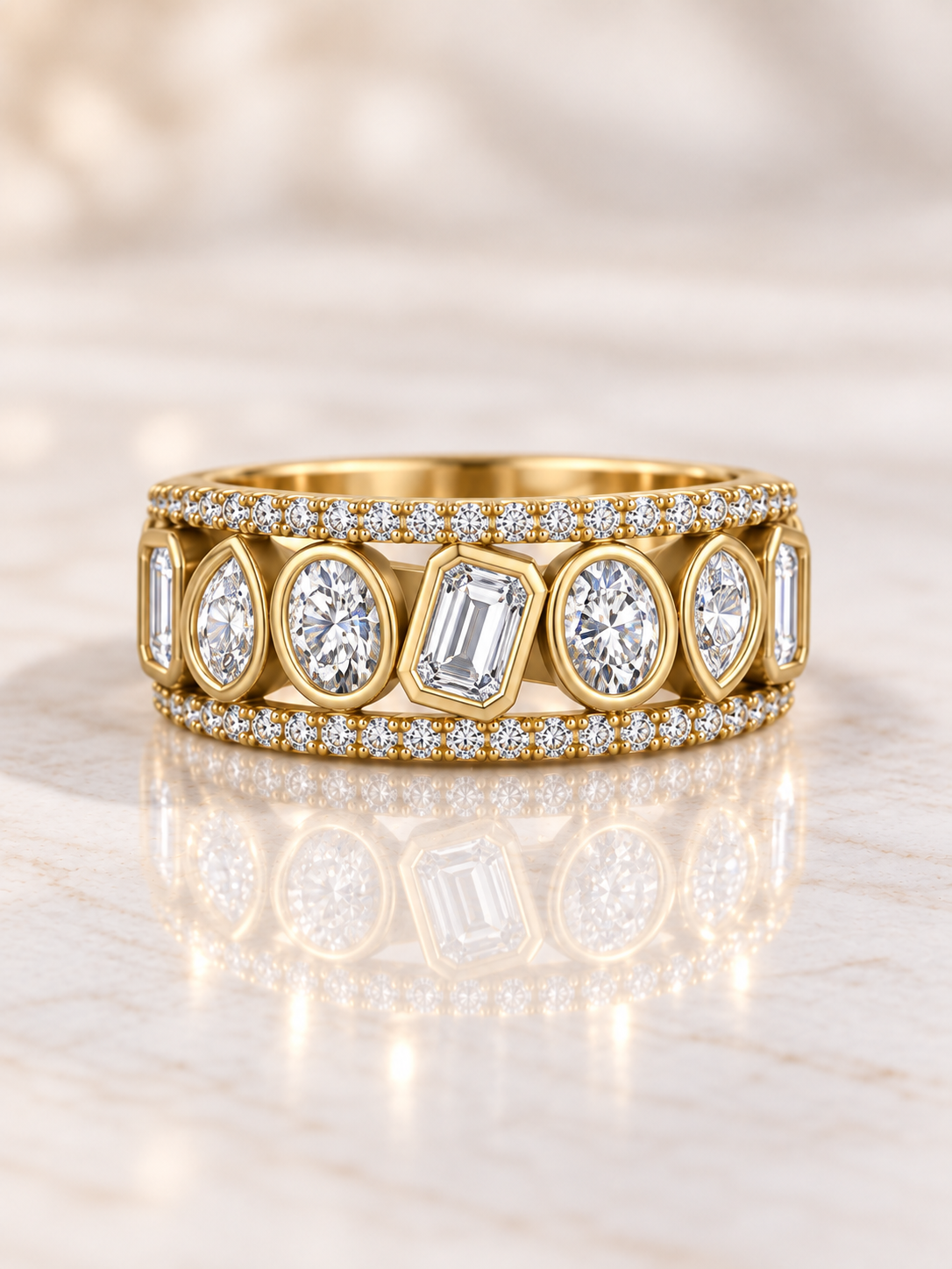 Zaina Juno oval / emerald / pear lab grown diamond ring design, product view