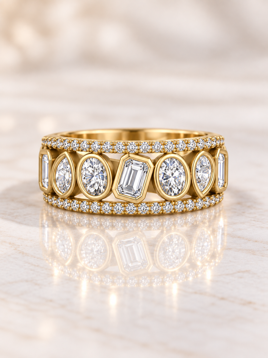 Zaina Juno oval / emerald / pear lab grown diamond ring design, product view