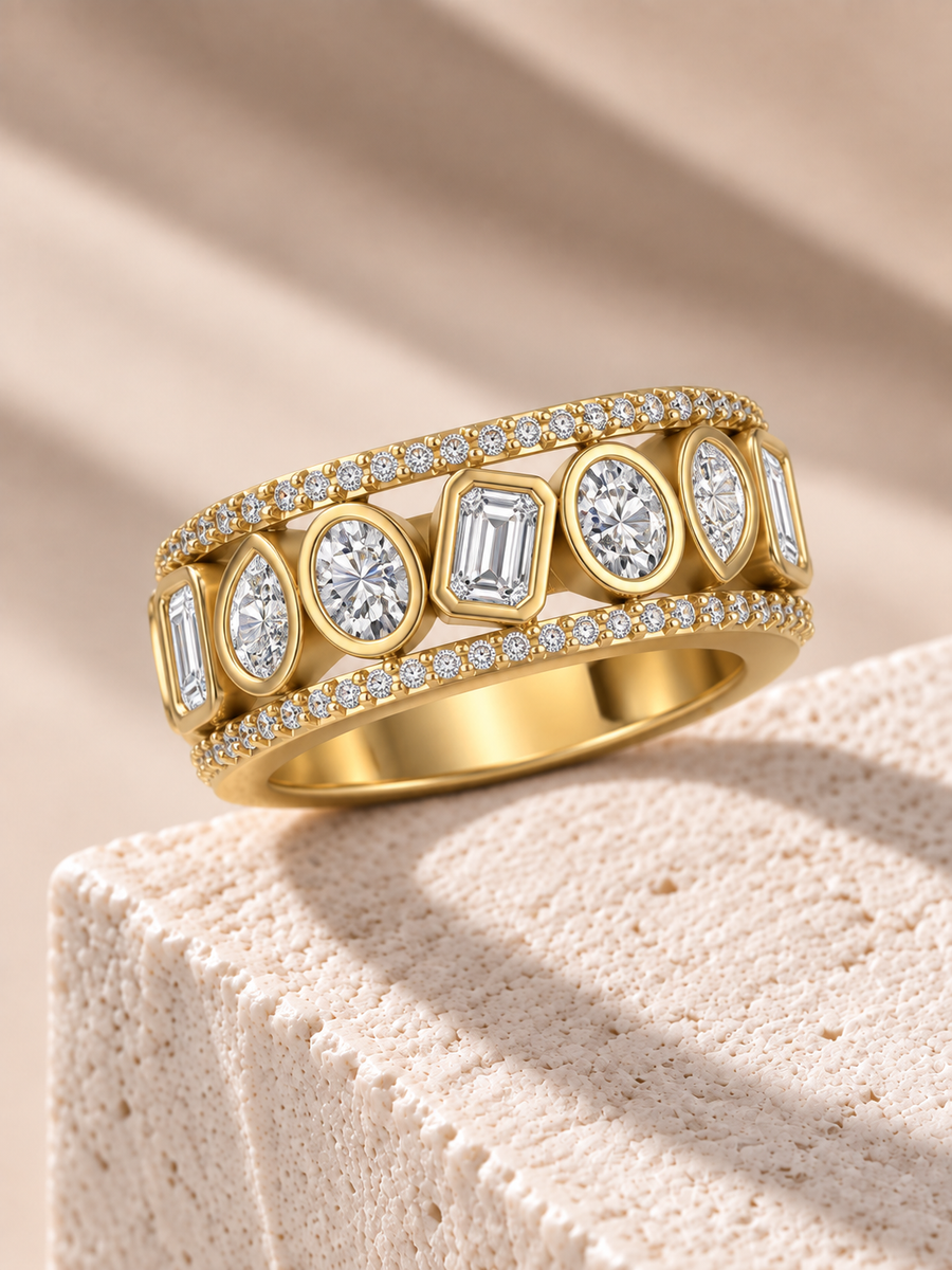 Zaina Juno oval / emerald / pear lab grown diamond ring design, alternate view
