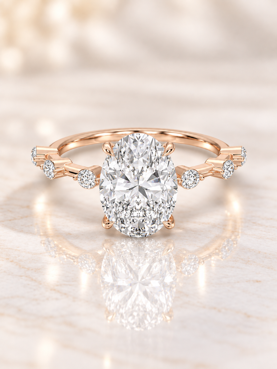 Zaina Liora oval lab grown diamond ring design, product view