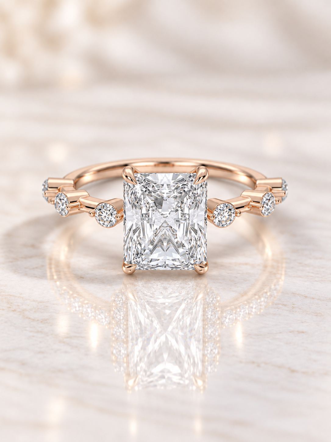 Zaina Liora radiant lab grown diamond ring design, product view