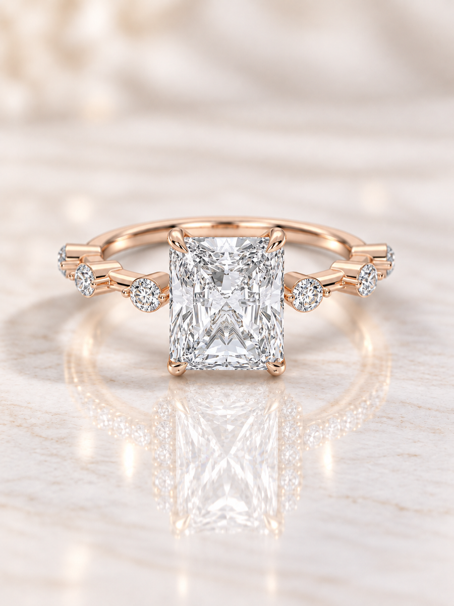Zaina Liora radiant lab grown diamond ring design, product view