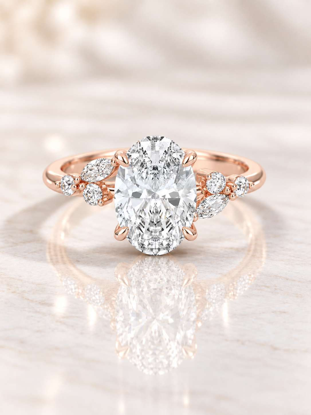 Zaina Lumi lab grown diamond ring in 14k Rose Gold, product view
