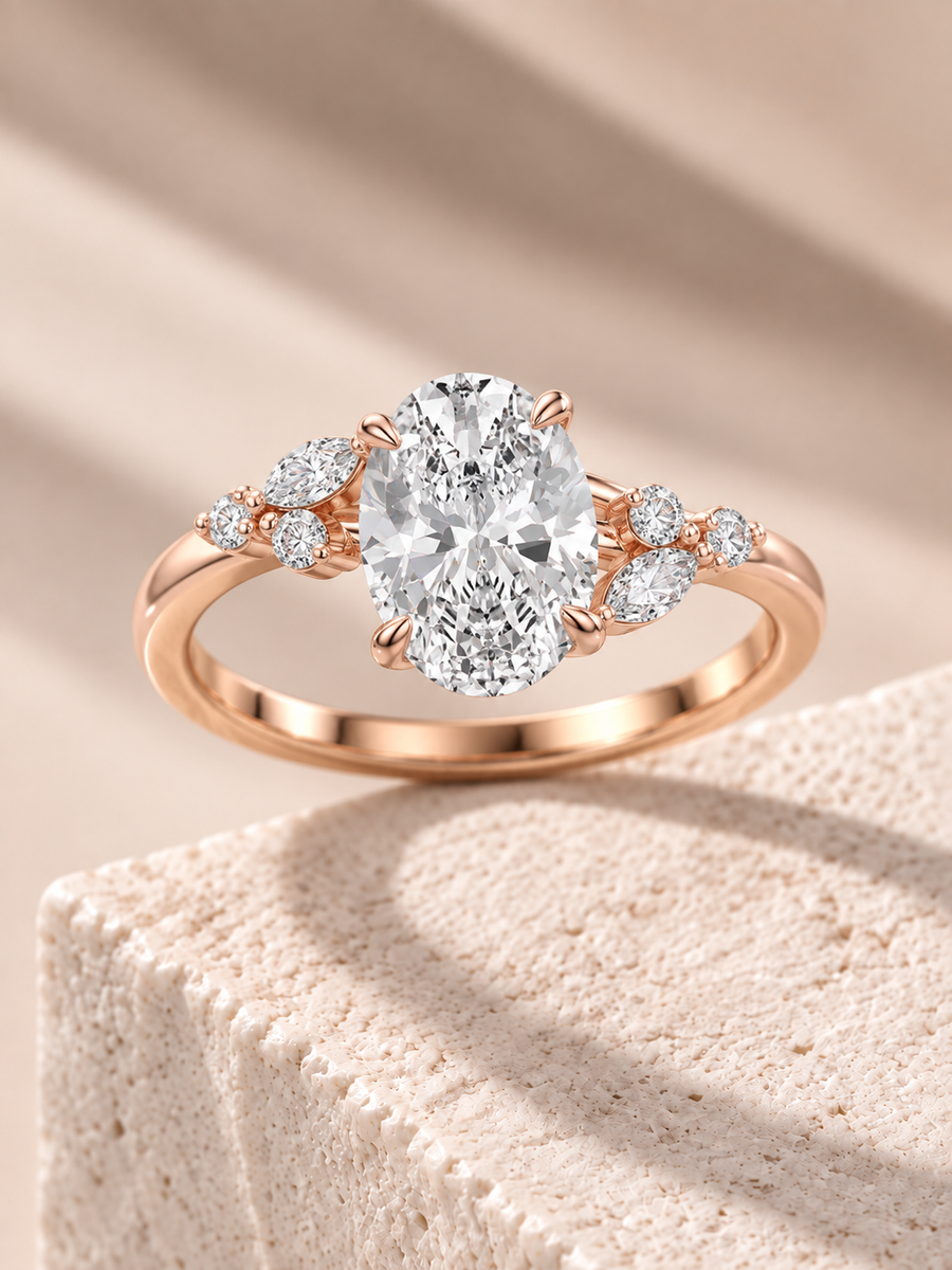Zaina Lumi lab grown diamond ring in 14k Rose Gold, alternate view