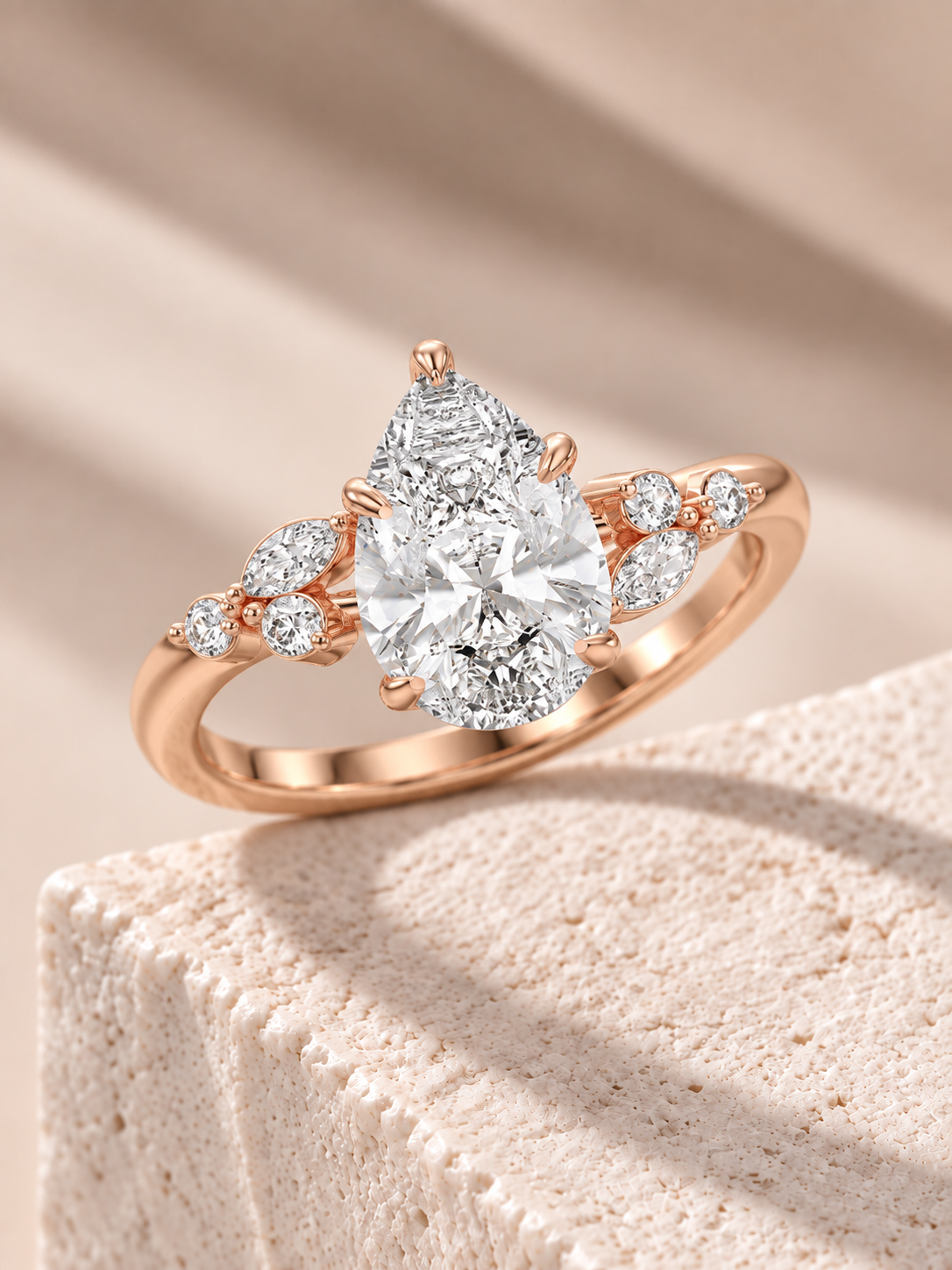 Zaina Lumi pear lab grown diamond ring design, alternate view