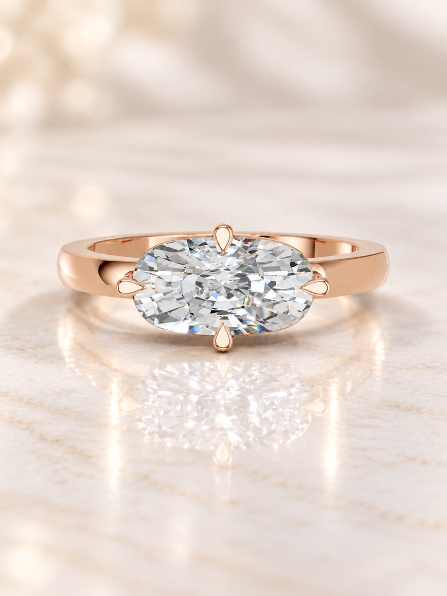 Zaina Lyra elongated cushion lab grown diamond ring design, product view