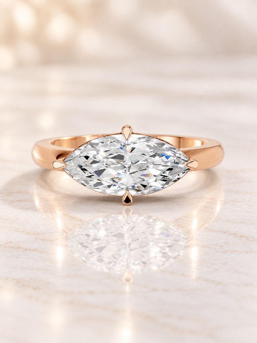 Zaina Lyra marquise lab grown diamond ring design, product view
