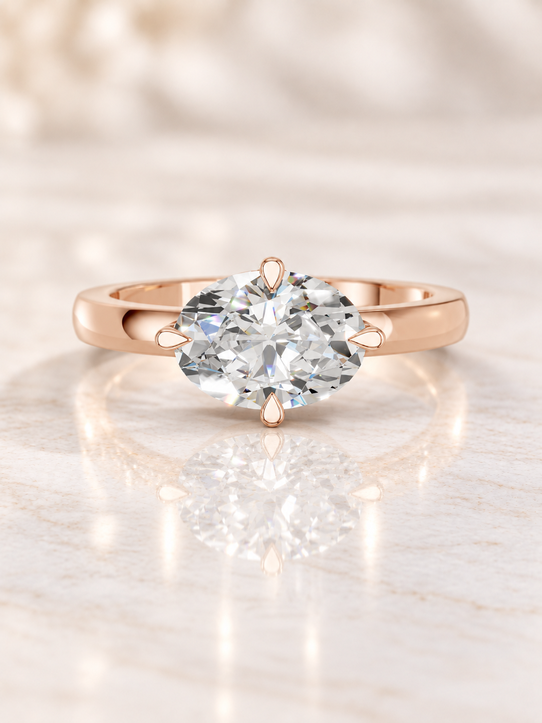 Zaina Lyra oval lab grown diamond ring design, product view