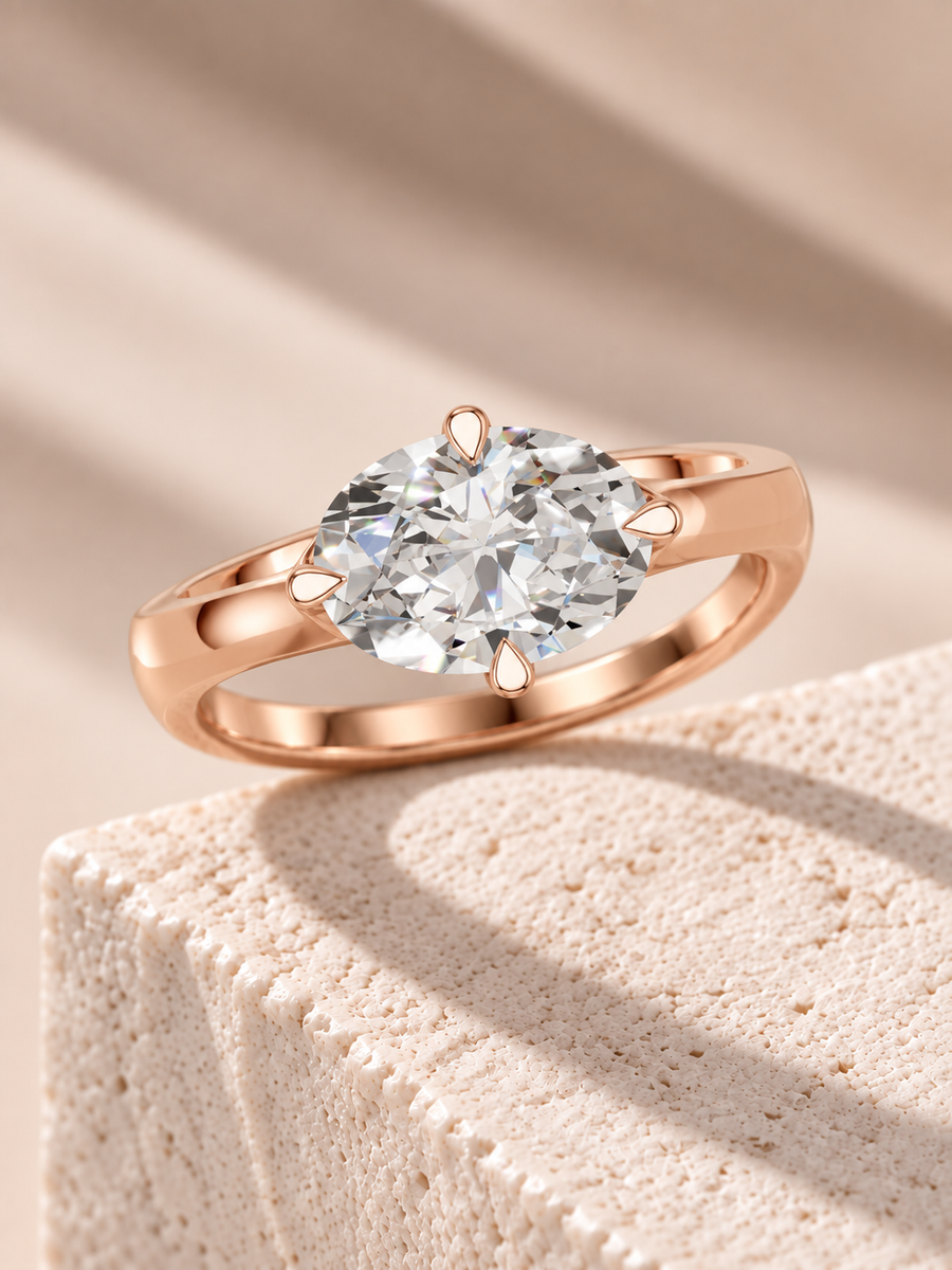 Zaina Lyra oval lab grown diamond ring design, alternate view