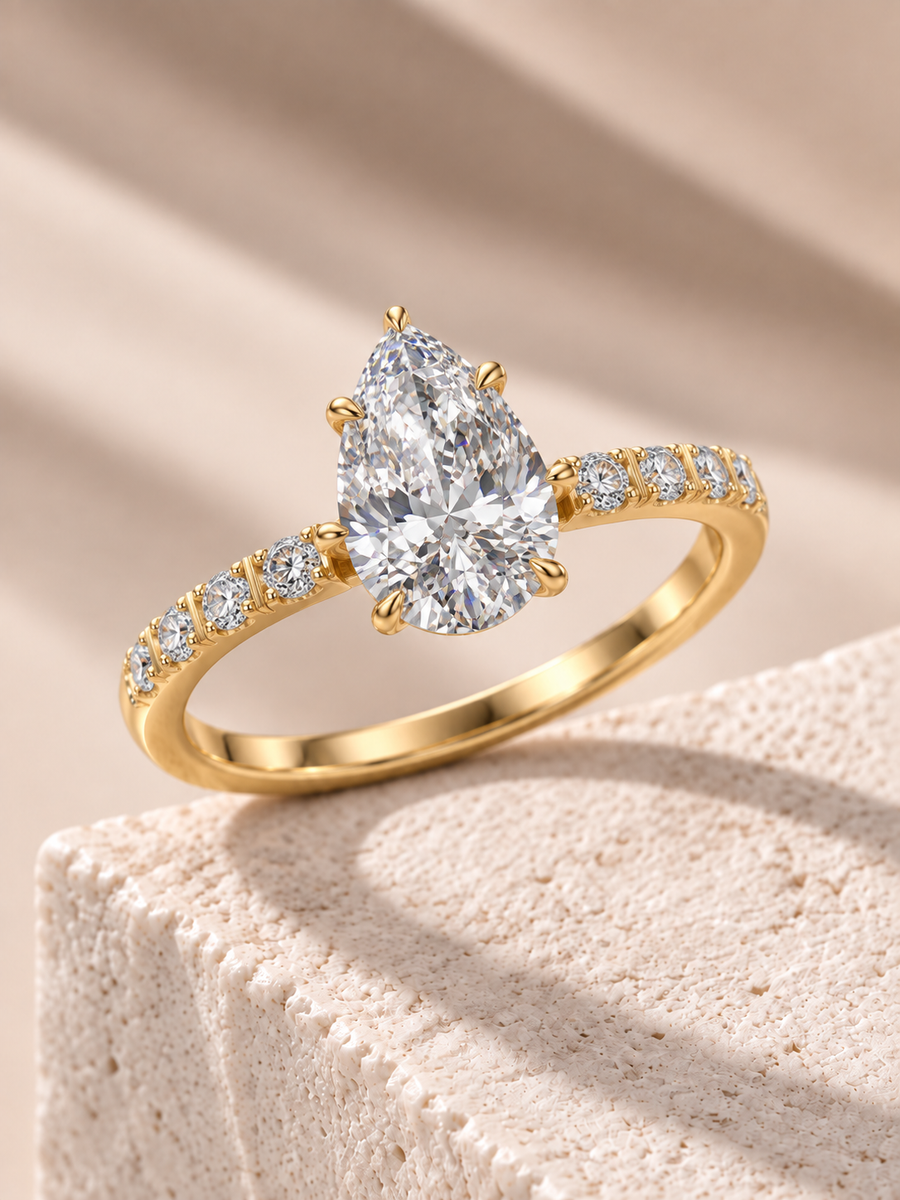 Zaina Maren pear lab grown diamond ring design, alternate view