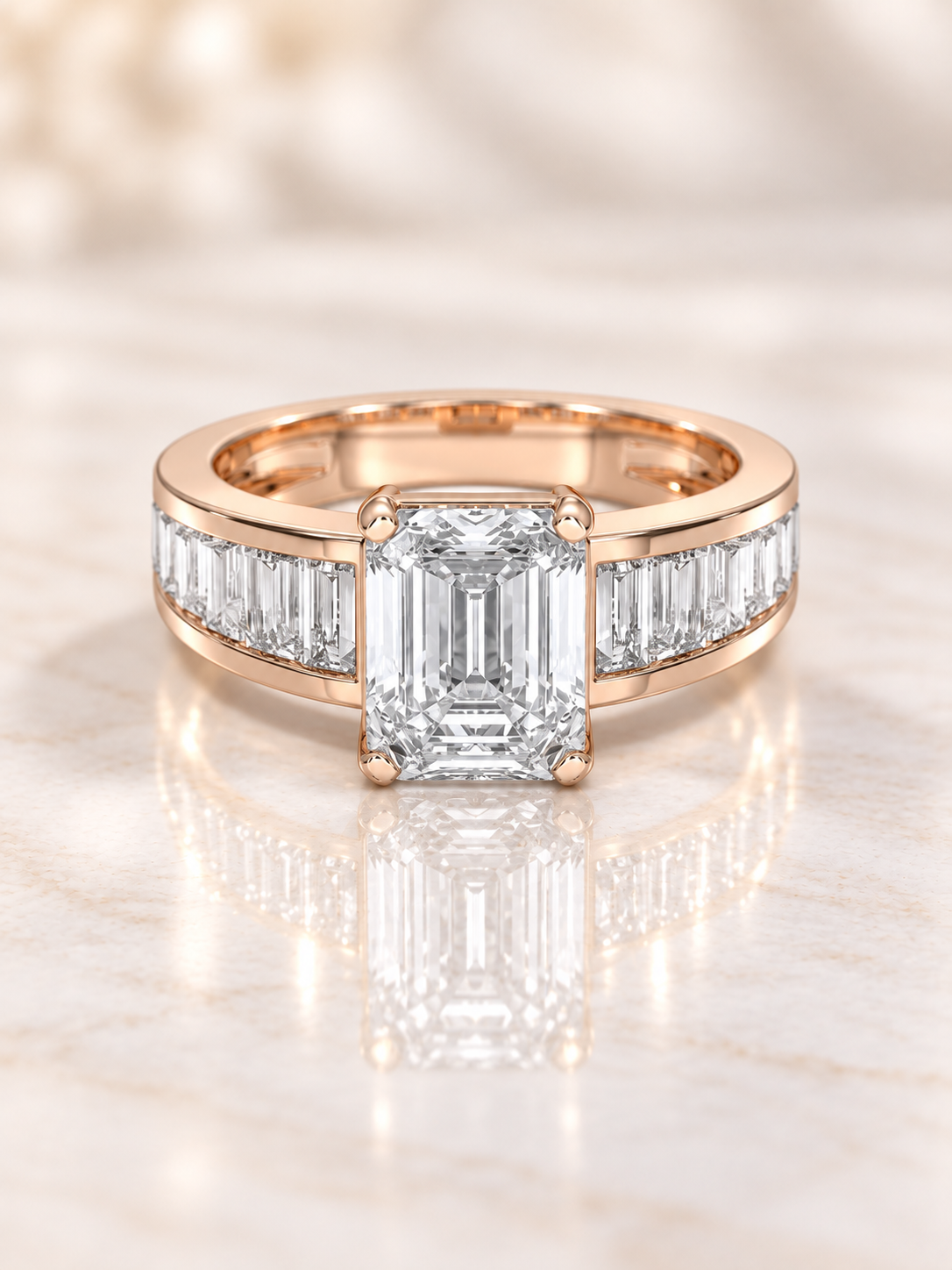 Zaina Marlowe emerald lab grown diamond ring design, product view