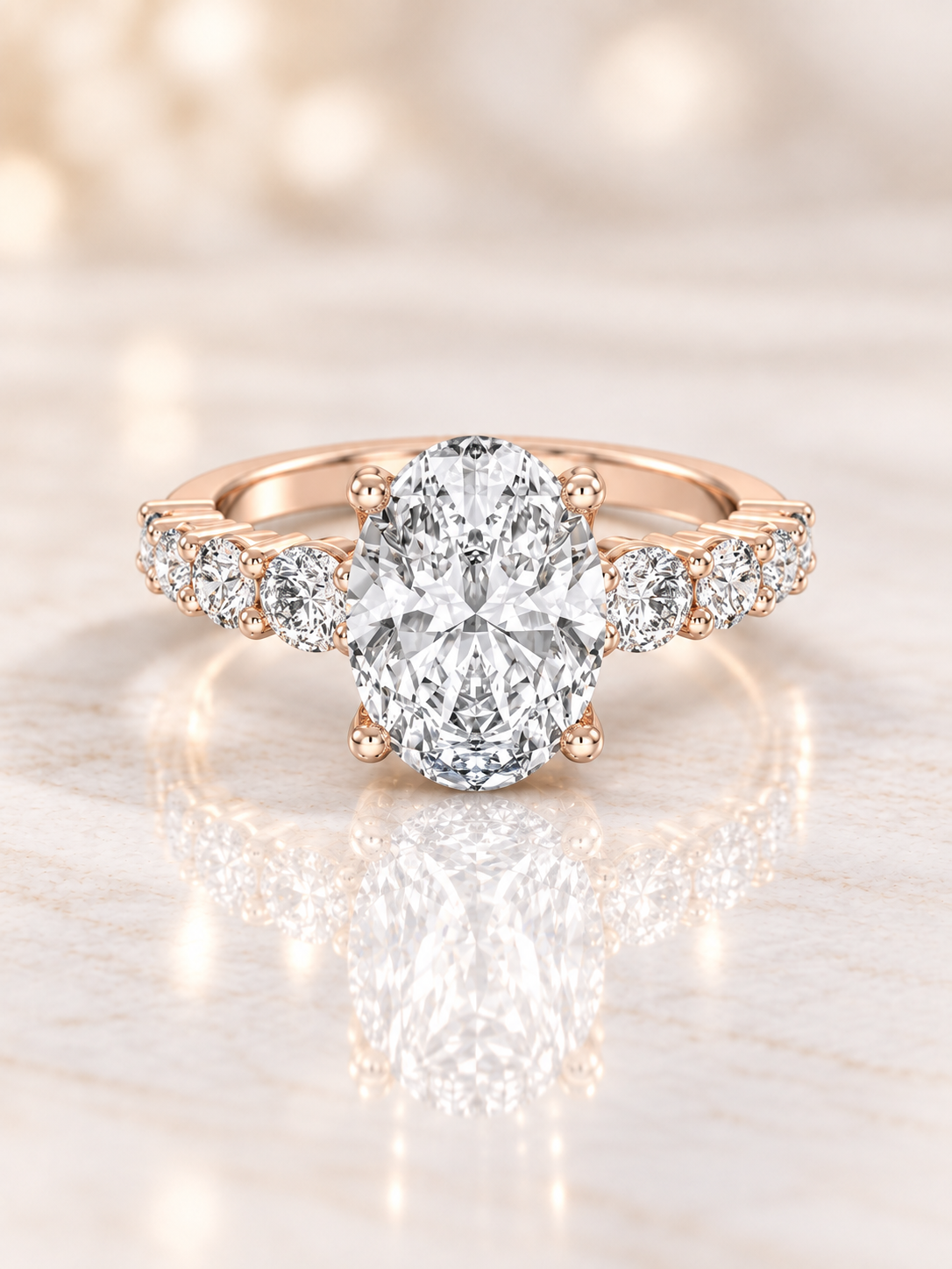 Zaina Mira oval / round lab grown diamond ring design, product view