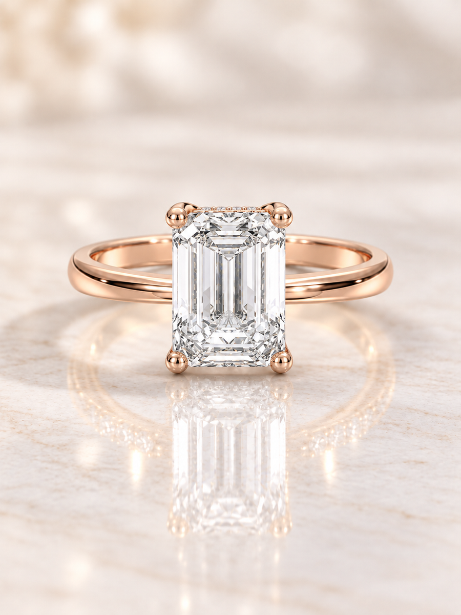 Zaina Nova Emerald lab grown diamond ring in 14k Rose Gold, product view
