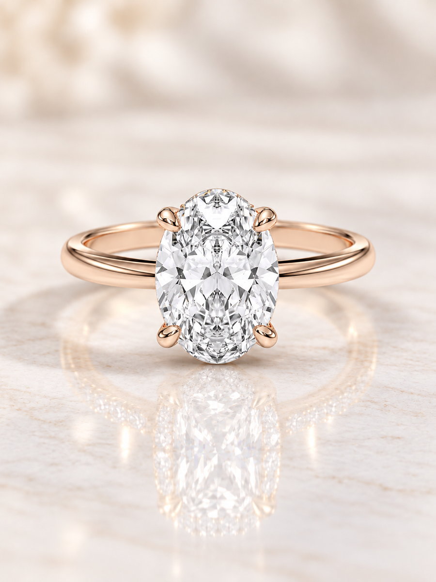 Zaina Nova oval lab grown diamond ring design, product view
