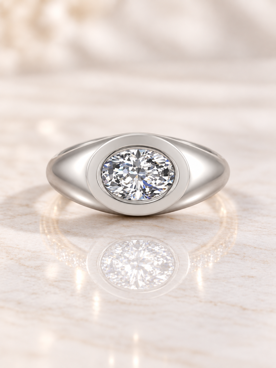 Zaina Onyx oval lab grown diamond ring design, alternate view